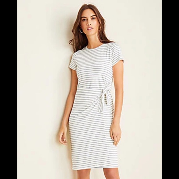 Ann Taylor Dresses & Skirts - ANN‎ TAYLOR Striped Side Tie Sheath Dress In Winter White